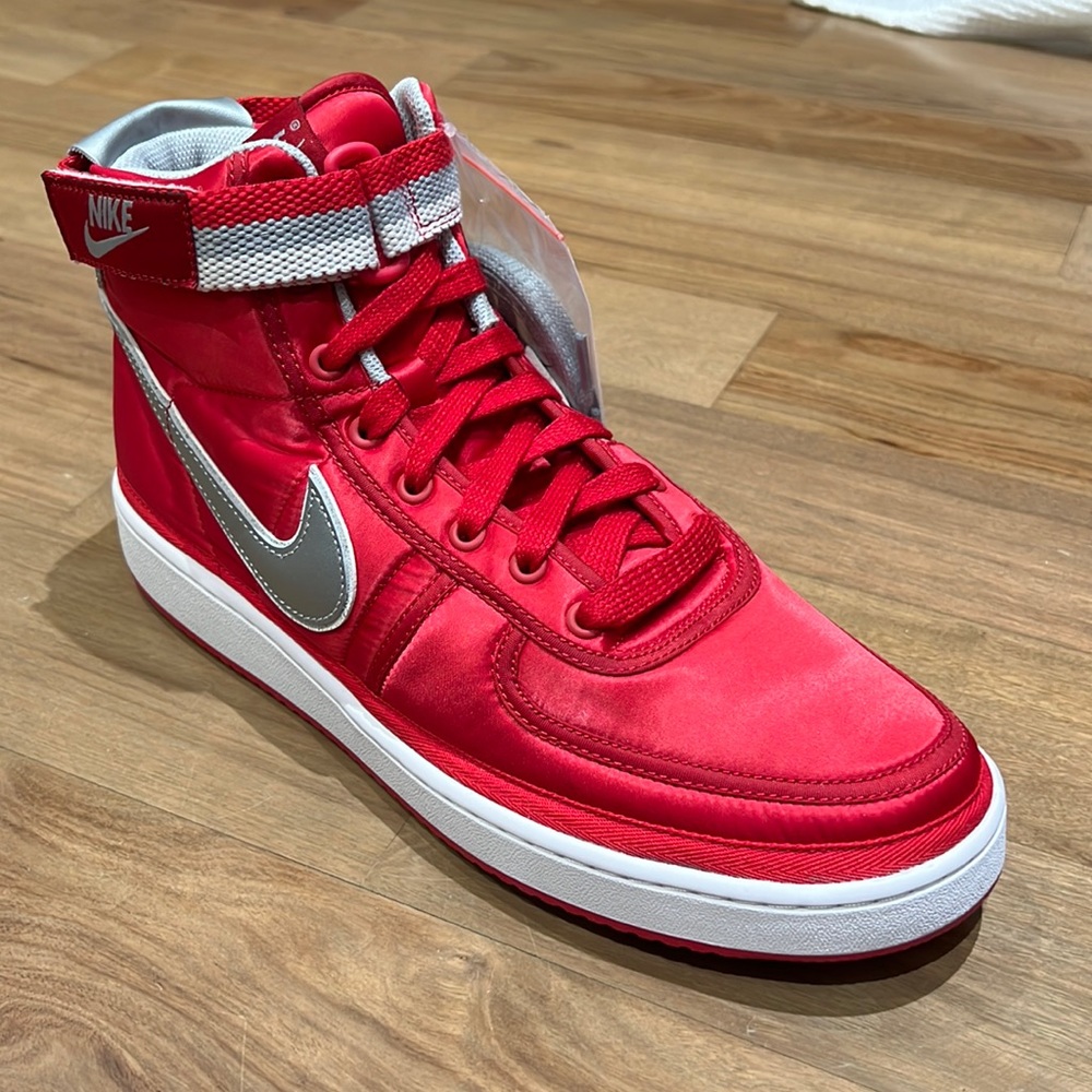 Red satin Nike Vandal Highs
